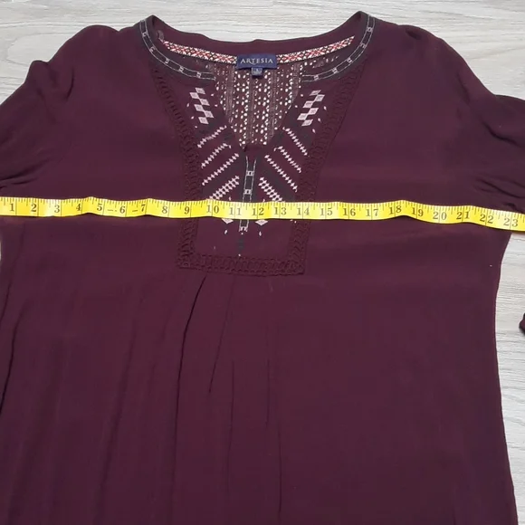 Artesia 3/4 sleeve Wine Goblet Boho Dress size large - Picture 7 of 9